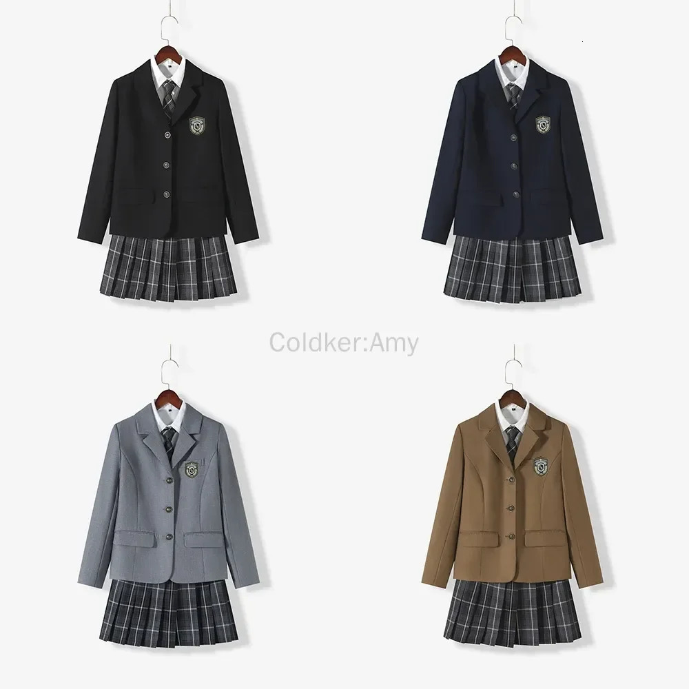 Japanese School Uniforms for Girl Autumn Winter Blazer Sets Pleated Skirt Uniform Sailor Tie Anime Cos Clothing Costume 250729