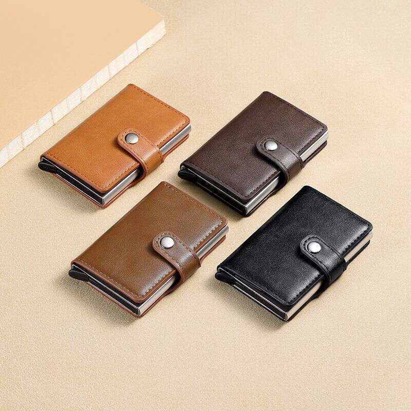 Anti-theft RFID Automatic Pop-up Credit Aluminum Alloy Metal Box Men's Multi-slot Wallet Case Card Holder