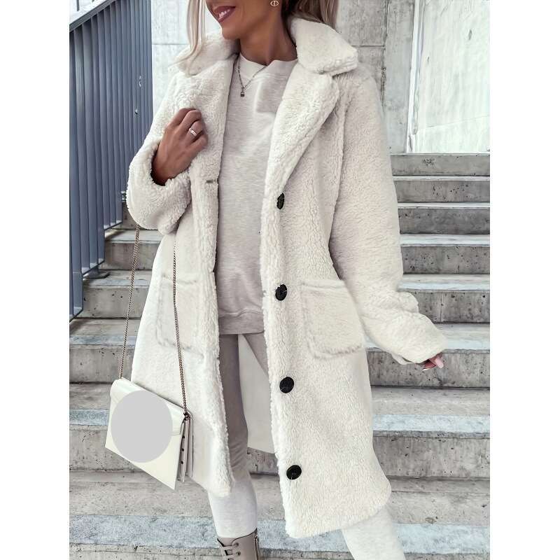 Women's Clothing Autumn And Winter Women's Fur Lapel Plush Long fur Coat