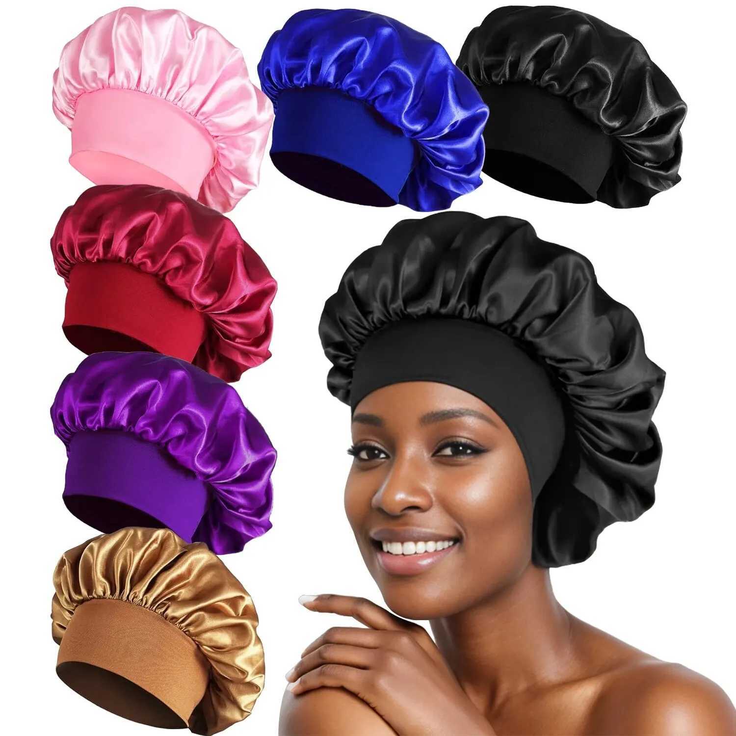Satin Bonnet Hair Bonnet for SleepingSilk Bonnets for Black Women with Elastic Soft Band for Hair Care Z250808