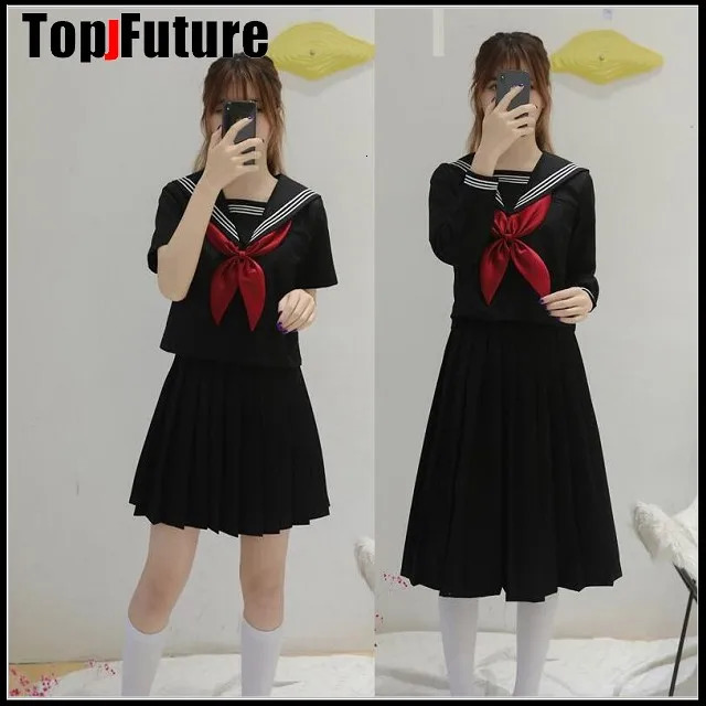 Basic JK uniform dress orthodox black Guanxi Lapel improved white three sailor suit Japanese summer student SCHOOL UNIFORM 250729
