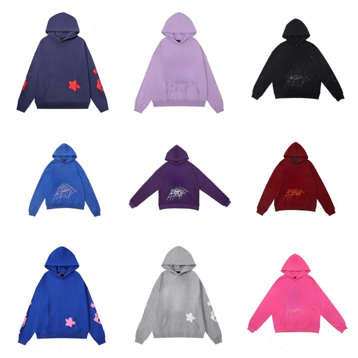 Fashion Loose Spider Print Hoodies Men's Autumn and Winter Hip Hop Street Harajuku Daily Versatile Tops Y2K Clothes Sweatshirt