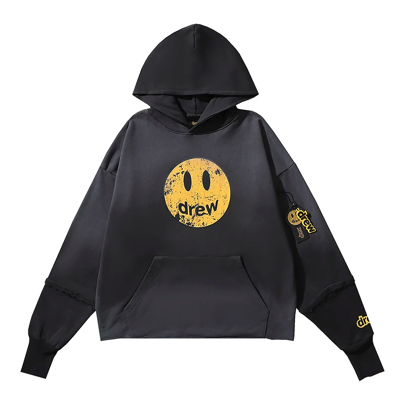Drew House Black Fashion Hoodies Streetwear Print Graphic Hoodie Men Hip Hop Pullover Sweatshirt Unisex Couple Casual Hoodie Sweatshirts