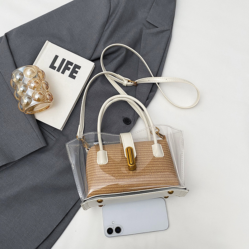 Luxury Brand Designer Bag Summer New Transparent Woven Bag High-End Silver Beach Jelly Bag Versatile Commuter Shoulder Crossbody Bag
