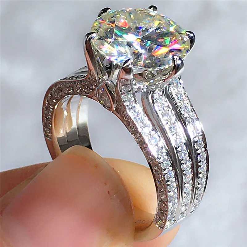 925 Sterling Silver Luxury Six Claw Cubic Zirconia Rings Wedding Engagement Bands High Quality AAA CZ Ring Women Fashion Jewelry Y250808