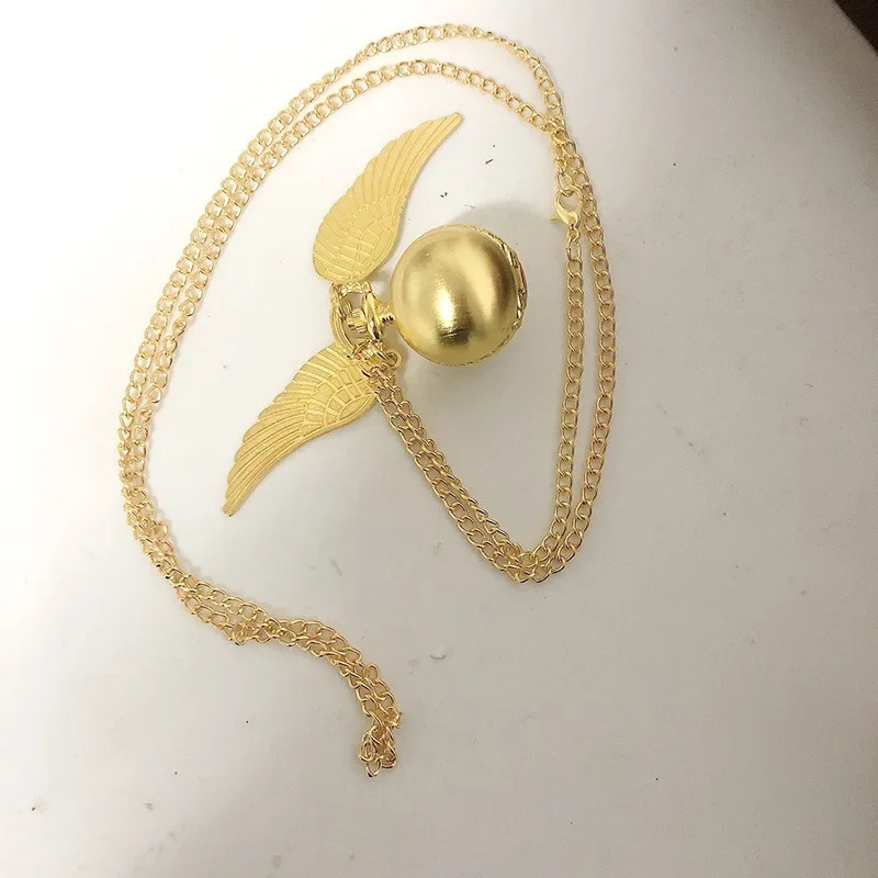 Golden Ball Pendant Snitch Ball Pocket Watch Gifts for Kids Quartz Necklace Clock Lovely Cute Fob Pocket Clock Wholesale 250807