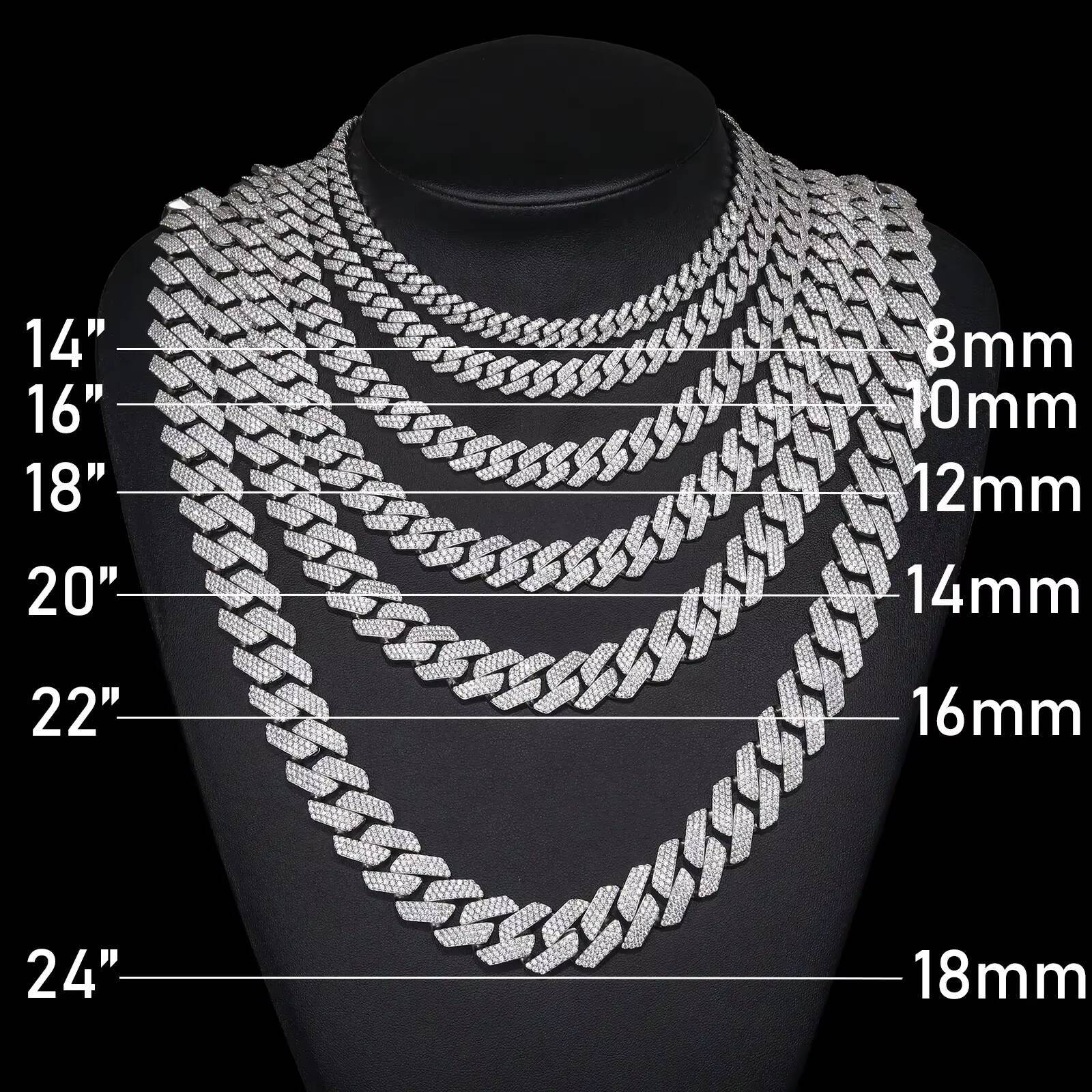 2025Fancy Advanced Customization 925 Sterling Silver Heavy Weight Hand-set Stone Moissanite Iced Out Cuban Link Chain