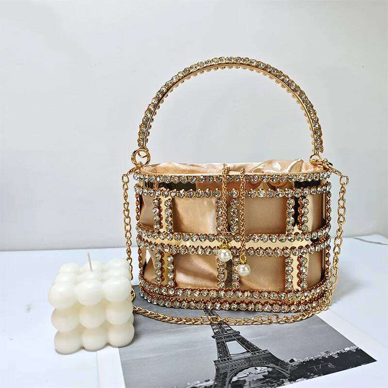 Rhinestone Evening Fashionable Top designer style Designer Handbag Metal Unique Bucket Versatile Women Tote Bag