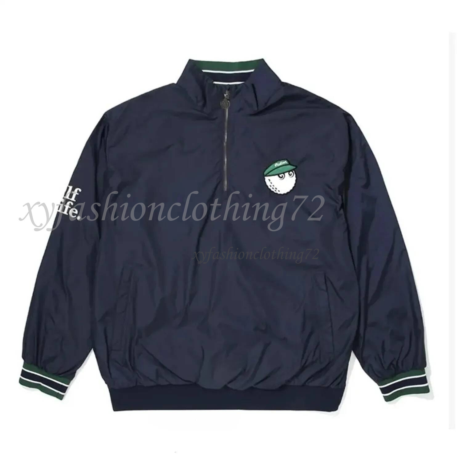 New 2025 Men's golflies malbons jacket Streetwear Sweatshirt Women Fashion Designer Casual Green Light Cream Spliced Zipper Hoodie Gothic Oversized 831 d5