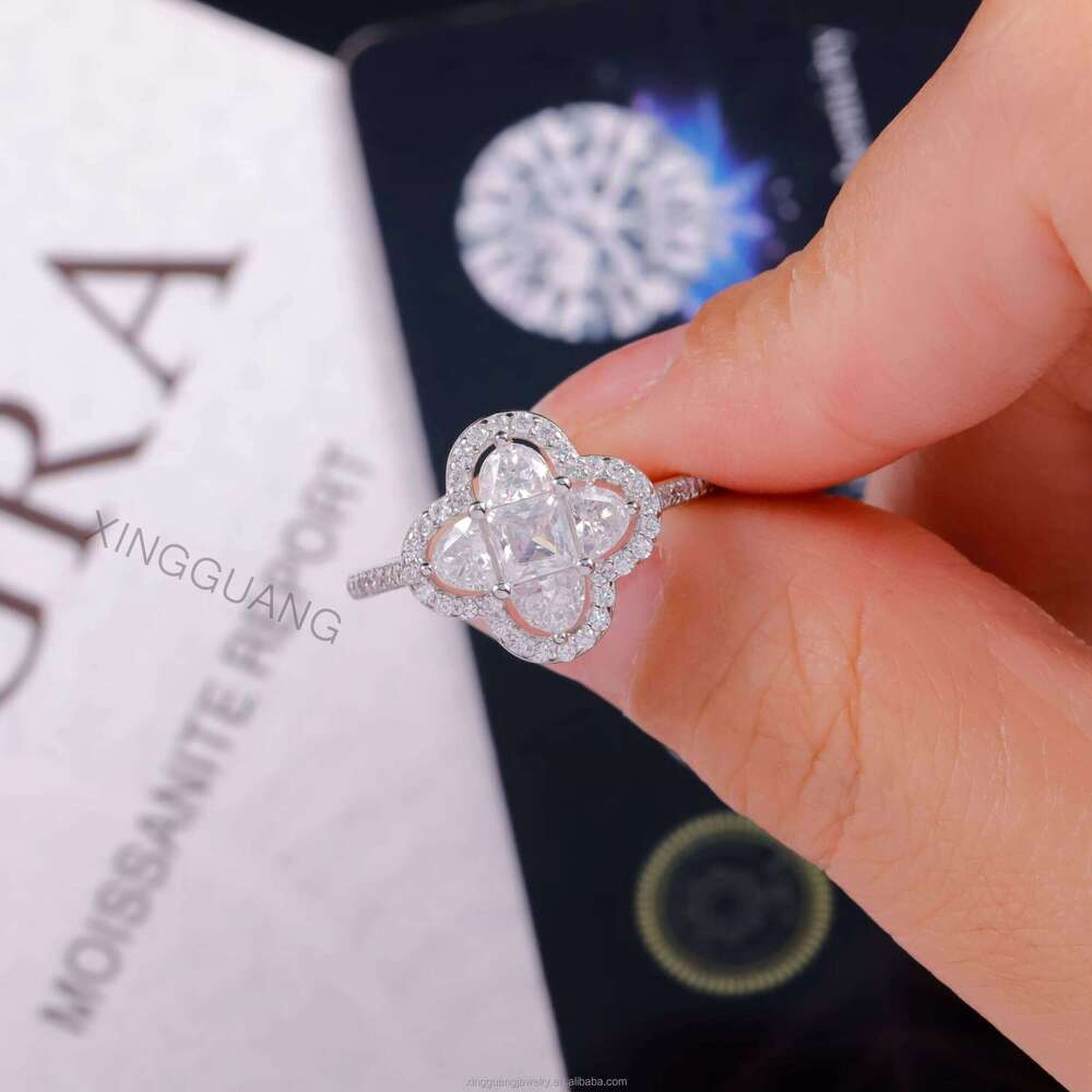 XG Factory Price Women 1CT Marquise Cut Moissanite Fine Rings Sier Lab Dia Jewelry