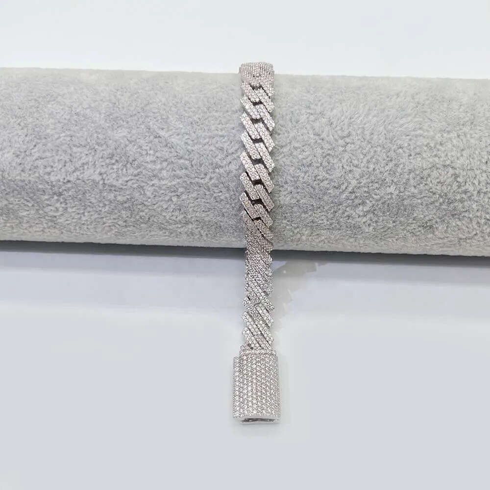 Wholesale Iced Out Jewelry Gra Certificate 7inch 8inch Hip Hop Mens Moissanite 10mm Sier Cuban Bracelet