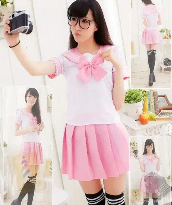 Summer Japanese school uniforms anime cosplay sailor suit short sleeve topstieskirt Navy Preppy style Students Uniform for Gir 250729