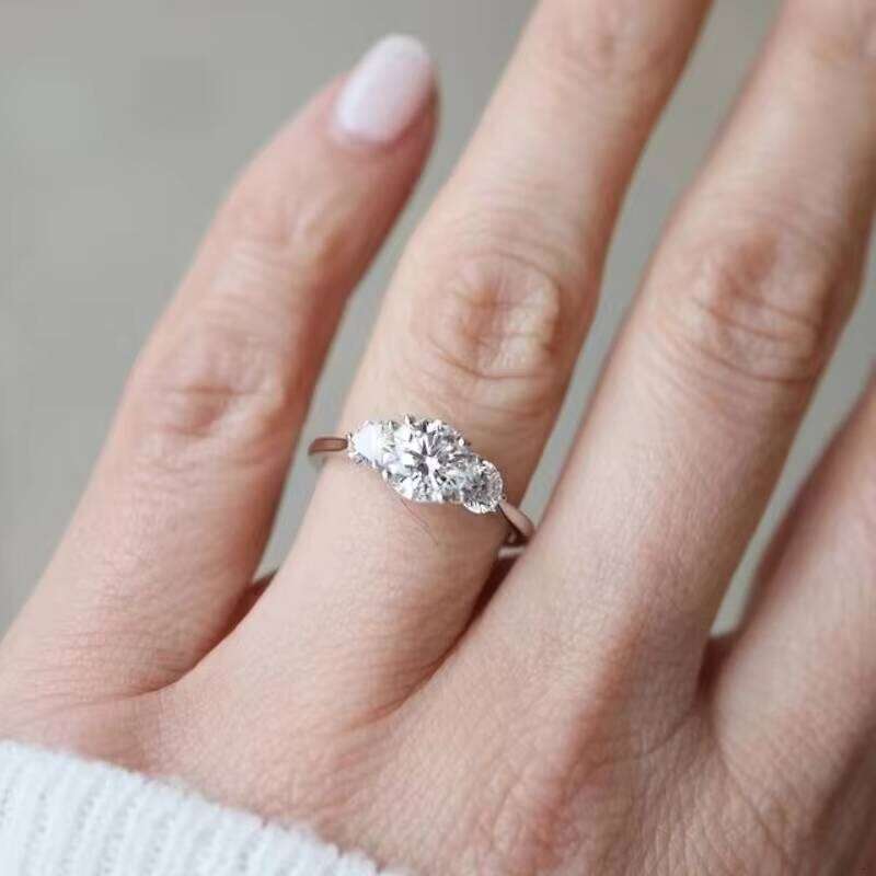 High Quality Wedding Ring Jewelry 2ct Round Cut Pass Test 14K Solid Gold VVS Moissanite Dia Engagement Rings