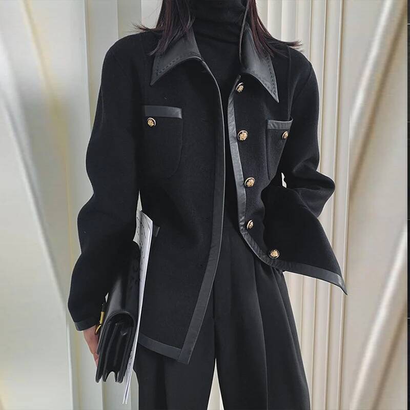 Modigirl Autumn Casual Jackets Women 2025 New Loose Lapel Buttoned Split-joint with Pocket Coat Winter Clothes for Woman dongdumaoyi