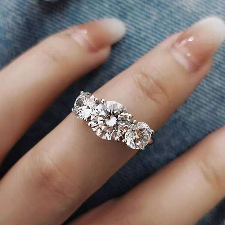 Super Beautiful 3pcs Round Bling 1ct and 2ct Moissanite Dia 14k Solid Gold Ring for Lady