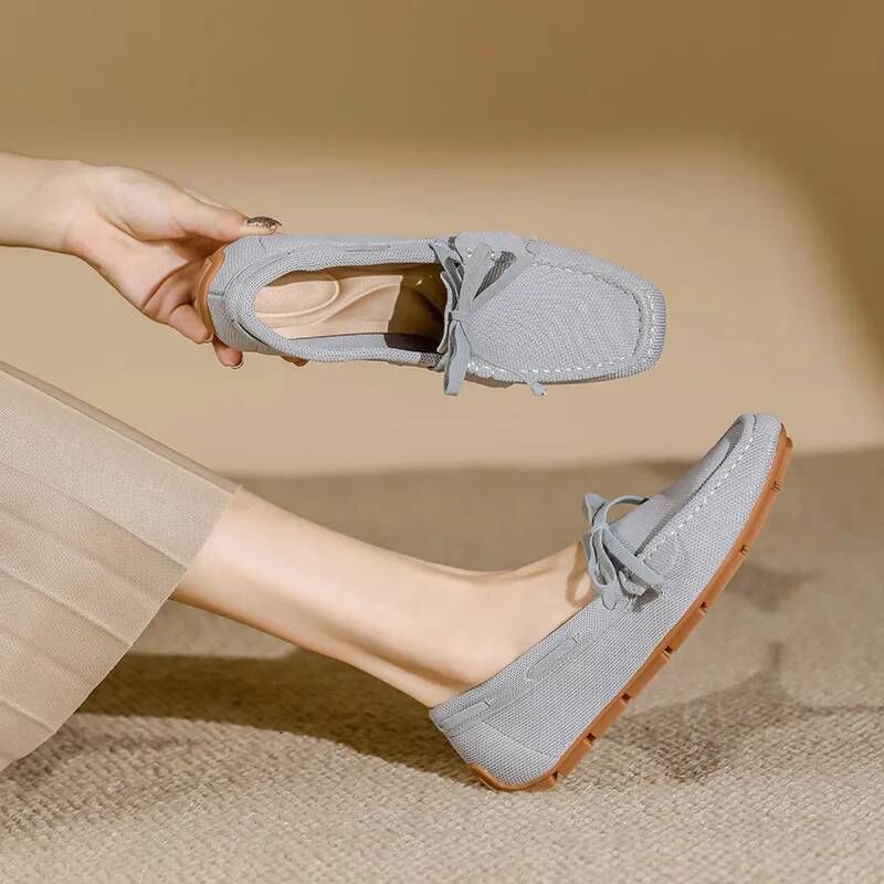 Beanie Flat 2025 New Square Toe Knitted Casual Shoes Knit Large Size Women's Loafers ddmysaturn