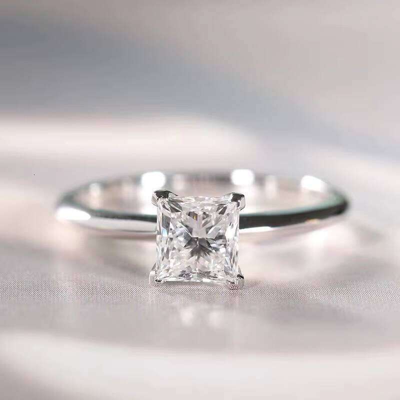 XingGuang Custom Mossanite Jewelry Princess 2CT VVS Moissanite Real 14K Gold Dia Engagement Wedding Ring for Women