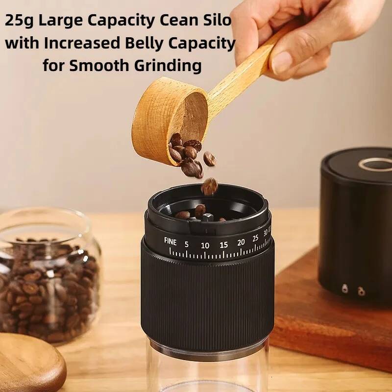New Portable Electric Manual Bean Grinder Household 30 Gears Externally Adjustable Coffee hine Rechargeable Grinders high-quality
