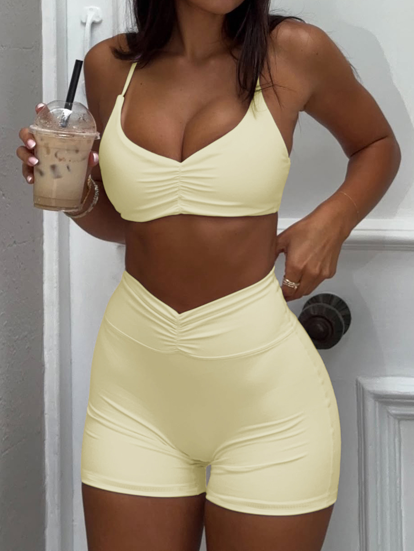 2025 Designer women yoga set summer vest and shorts two piece set women yoga fitness sport set