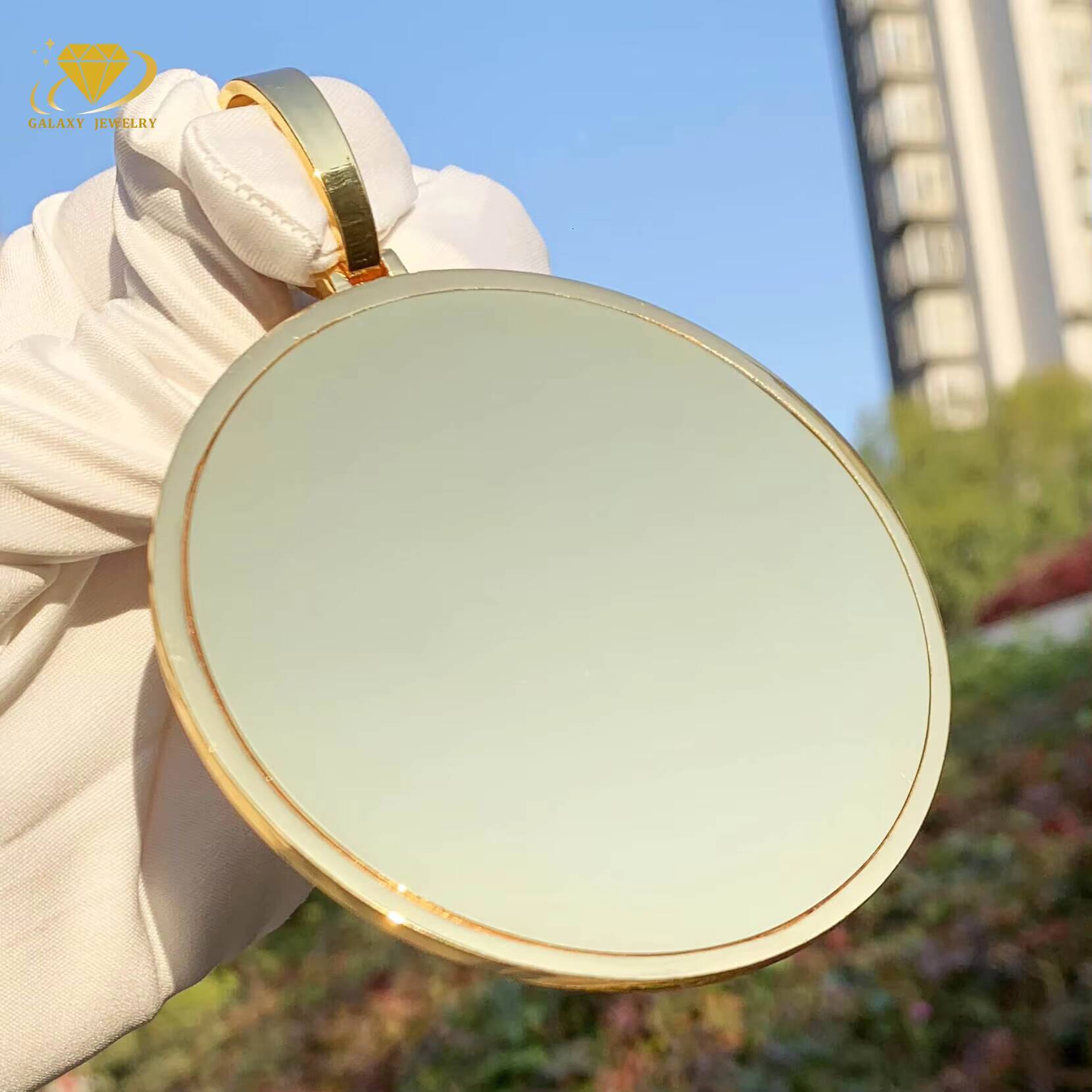 Custom Circle Shaped Disk Pendant Vvs Moissanite Diamond Lnitial Silver 925 Mens Pendant Hiphop Jewelry