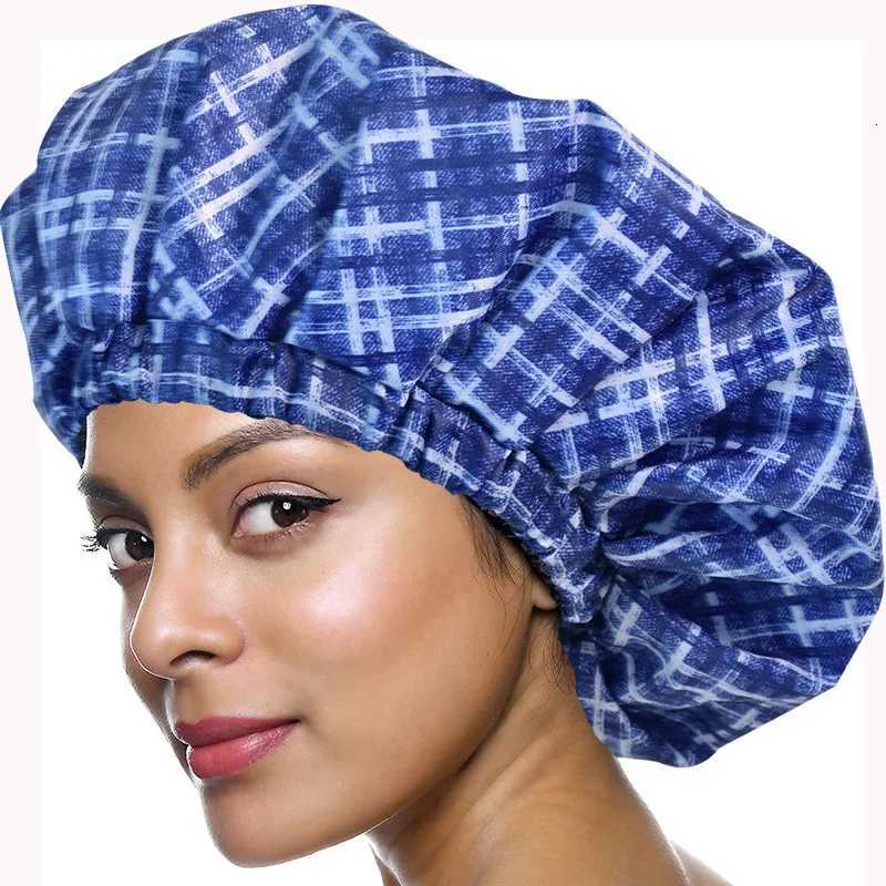 2 Layer Waterproof Oxford Cloth Shower Cap Long Hair Oil Print Hat Suitable for Men with Thick Long Braided Hair Z250808