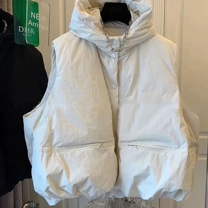 Autumn Winter Down Cotton Vest Jacket Women Sleevele Parkas Warm Short Vest Coat Female Waistcoat Overcoat Ladies Tops 250804