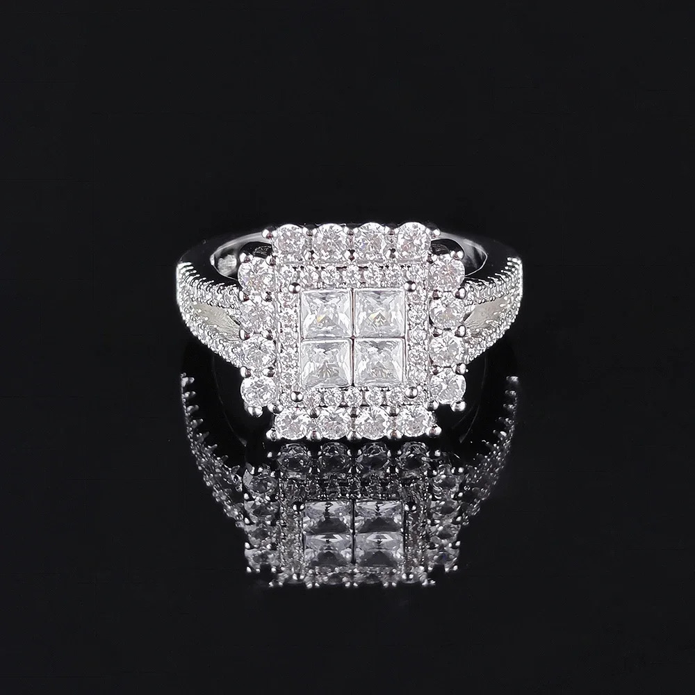 Gorgeous Square Shape Women Ring Full Bling Iced Out Micro Pave Crystal Zircon Bridal Ring Wedding Engagement Ring R5474 250717