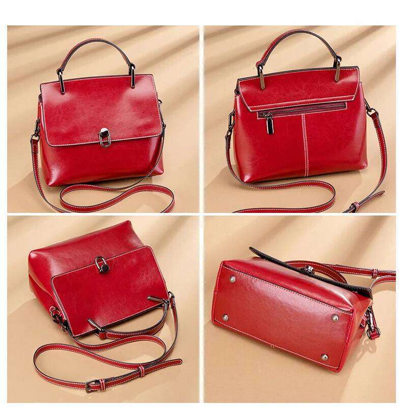 Women's Cowhide Leather Bags 2022 New Fashion One-Shoulder Handbags Ladies Classic Satchels Large Capacity Messenger Versatile 20250805