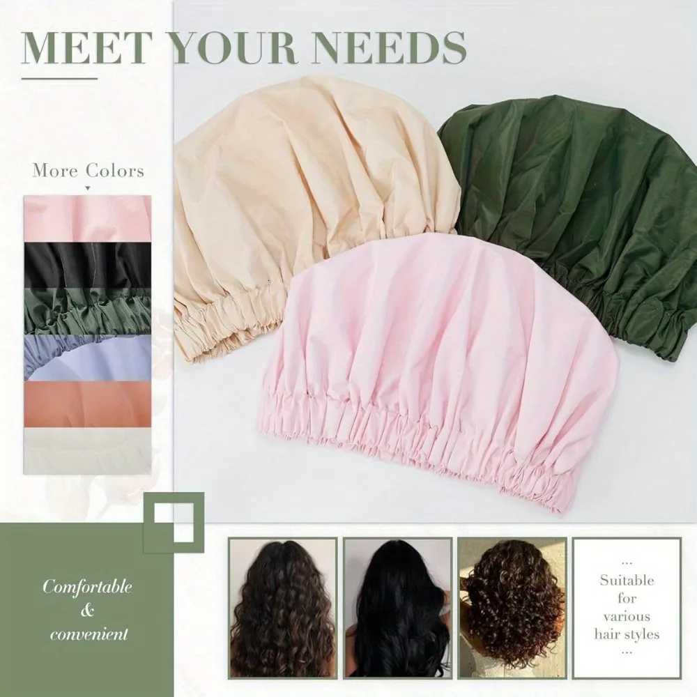 Womens Fashion Bonnet Soft Double Layer Button Adjustable Hair Hat for Daily Home Comfortable Sleep Hat Shower Caps Z250808