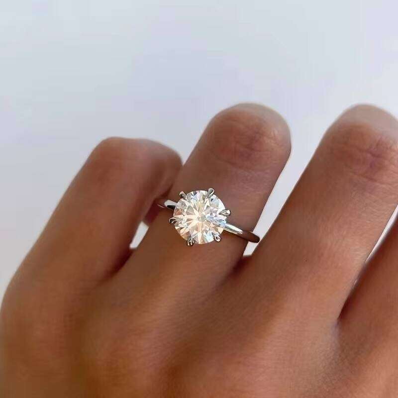 Top Quality Wedding Jewelry 3ct Round Brilliant Cut VVS Moissanite Dia Solid Gold Engagement Rings for Women