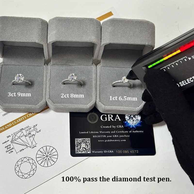 GRA Certified 1-3ct Moissanite Diamond D Color Four Prong Ring Real 925 Sterling Silver Fine Jewelry Wedding Gift for Women Y250808