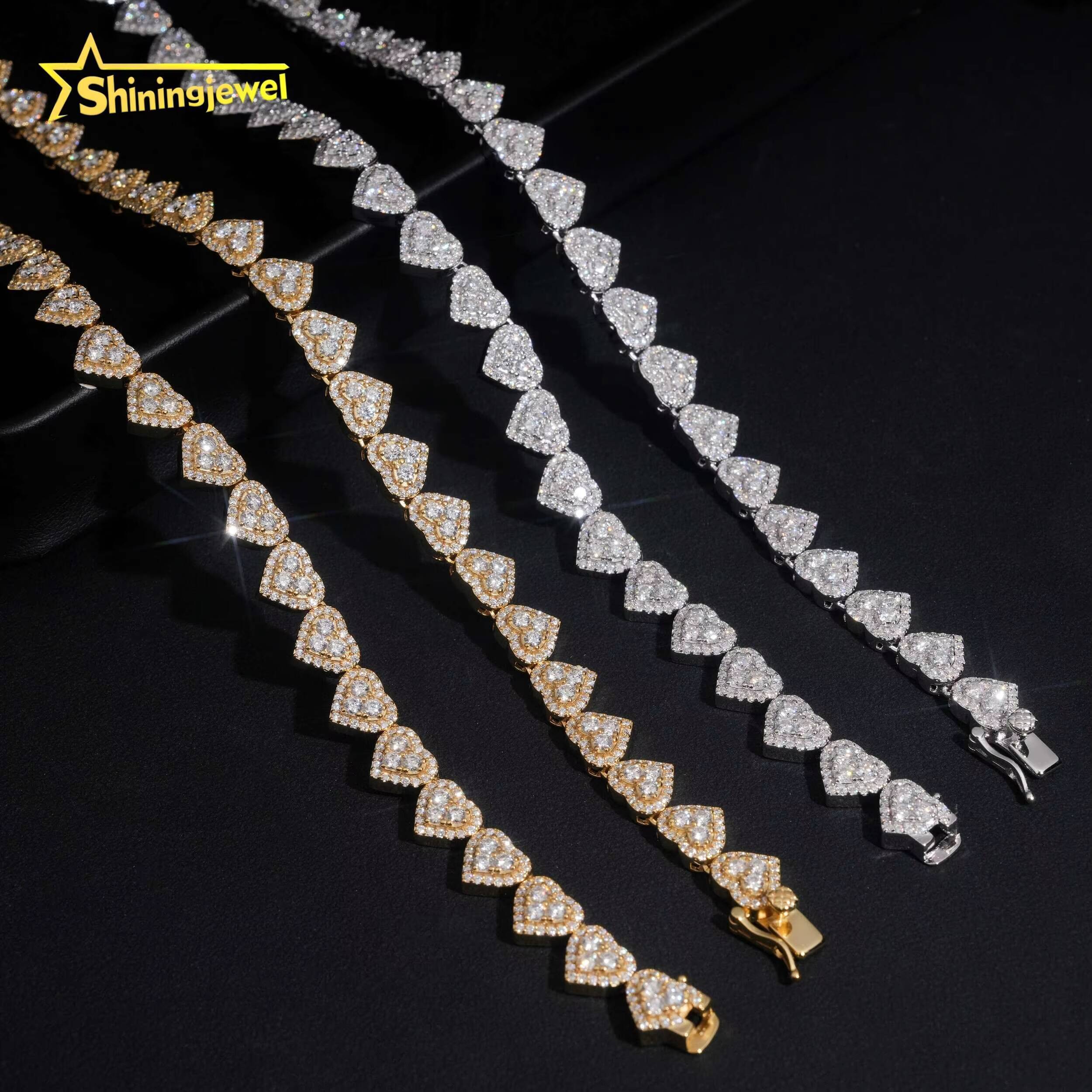 Hot Selling Heart Cuban Link Chain 925 Sterling Silver Moissanite Hip Hop Jewelry Custom Chains Men Iced Out Diamond Necklace
