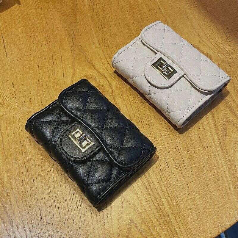 Quilted Chanel Style Soft Leather 2022 Short Wallet for Women with Multiple Card Slots and Driver's License Holder