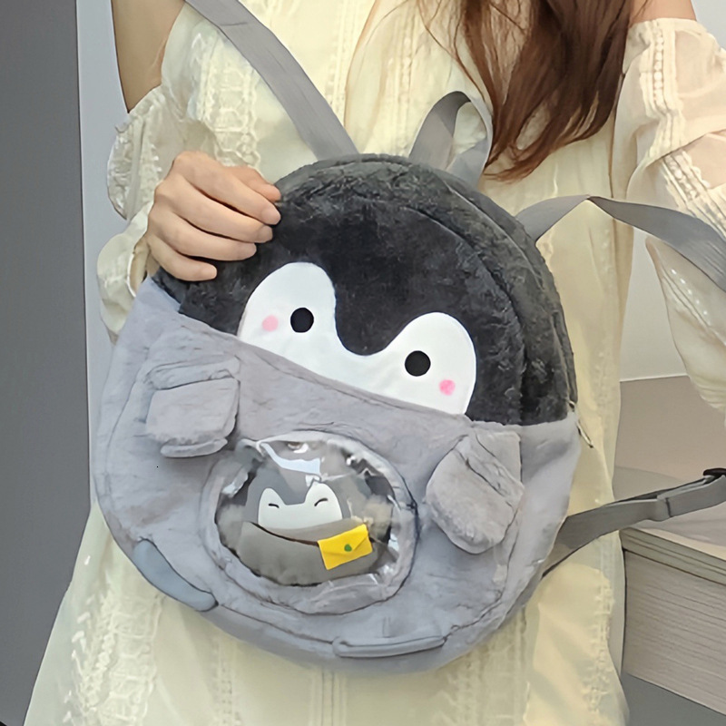 2025 Autumn New Women s Backpack Penguin Cartoon fashion Women s Backpack Cute Girl Backpack Plush Doll Mini Backpack Autumn New Designer Backpack