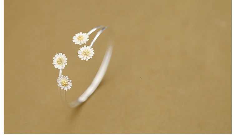 Personality New Art 925 Sterling Silver Jewelry 4 Daisy Gold High-Quality Popular Open Bracelet Z250807