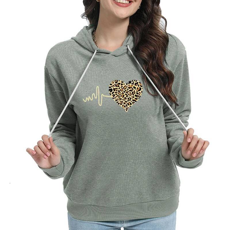 Loose Women's Sweatshirts Hoodies Long Sleeves Y2k Clothing Trends Pullovers Ladies Top Leopard Print Autumn dongdumaoyi