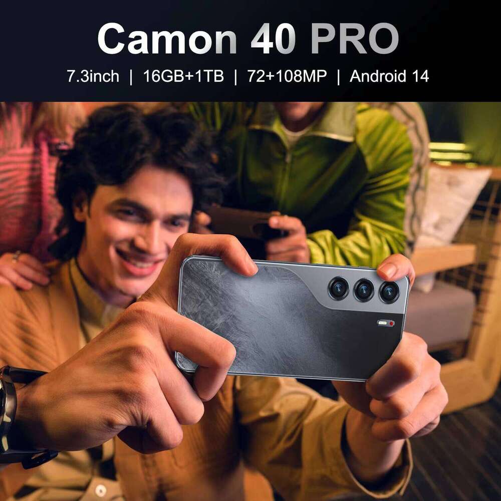 High-quality Camon 40 Pro smartphone with 7.3inch HD screen 16GB + 1TB unlocked Android 14 108MP camera phone