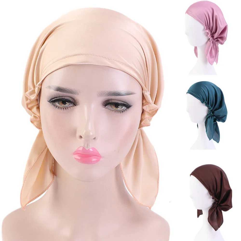 Muslim Women Satin Bonnet Arab Ruffle Turban Beanies Skullies Hair Loss Cap Chemo Cancer Cap Beanies Skullies Head Wrap Fashion Z250808