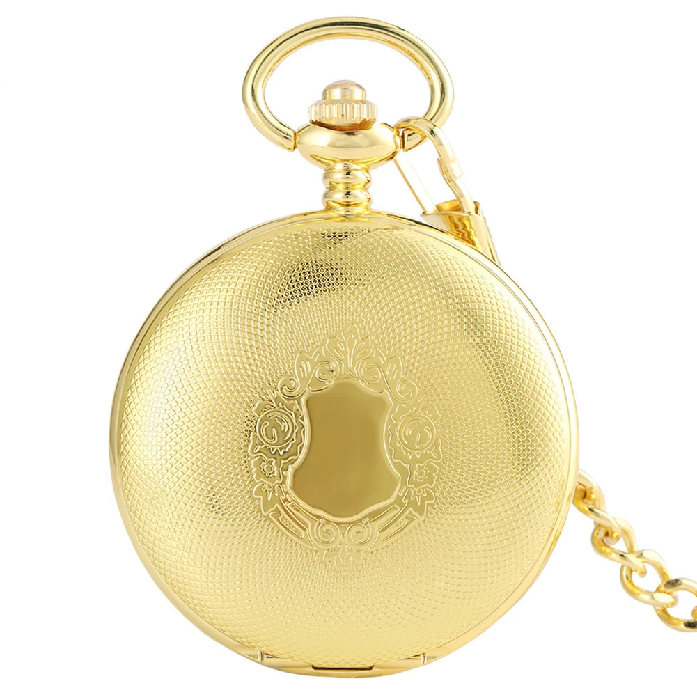 Gold Shlied Royal Pattern Mehcnaical Automatic Pocket Watch With 30 cm Chain Fob Watches For Men Women 250807