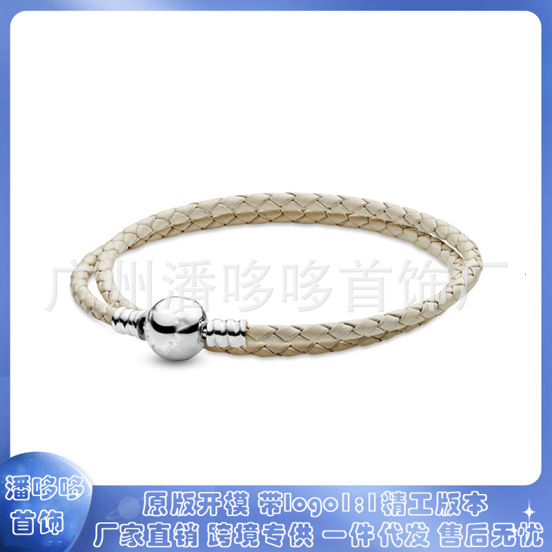 Pure silver S925 leather rope, black and red double circle woven leather, simple and fashionable bracelet, women's personalized handmade accessor