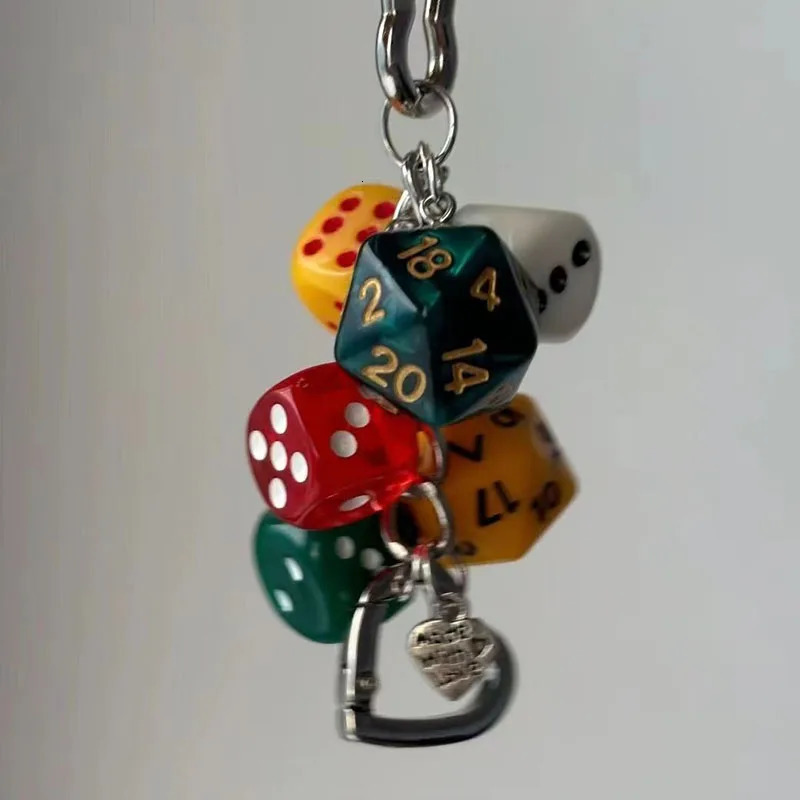 Original Vintage Dice Keychain Charm Accessories Zinc Alloy Ironworks Knot Buckle Belt Buckle Bag good fortune Pendant 250807