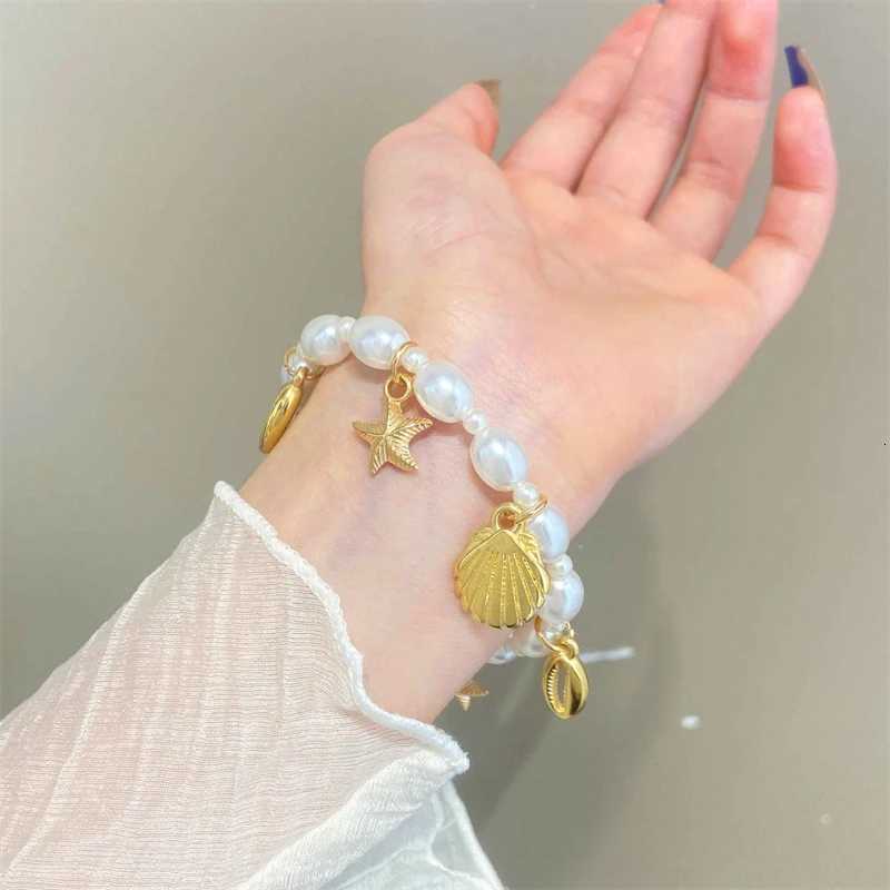2024 New Fashion Starfish Shell Pearl Bracelet Womens Beach Elegant Travel Party Jewelry Bracelet Z250807