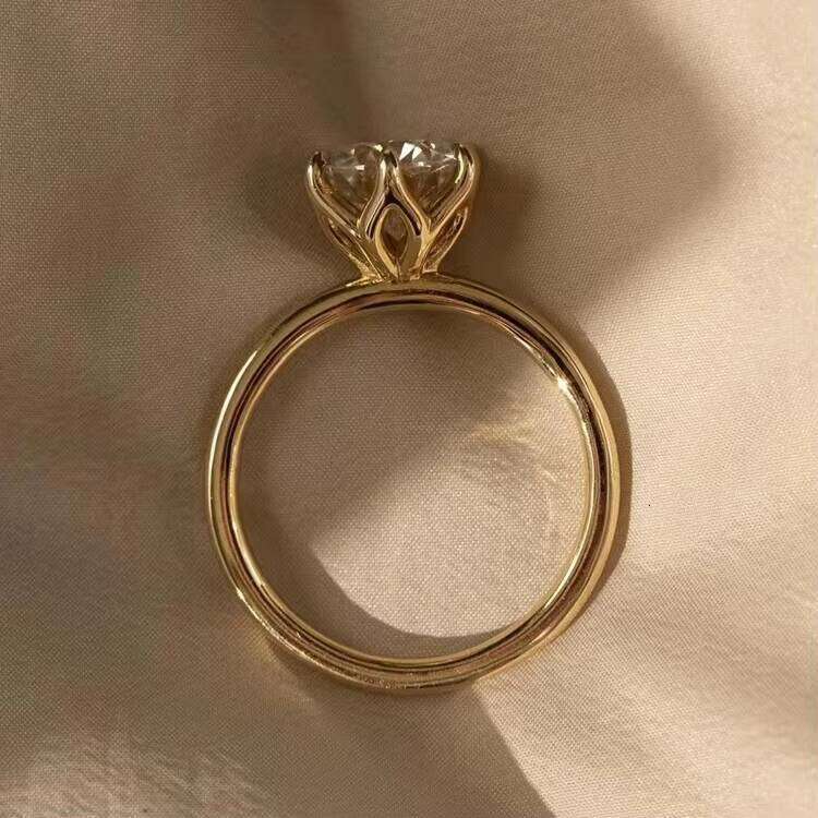 2CT 6 Claws Petal 10k/14k/ Yellow Rose Gold Moissanite Single Dia Ring for Women Engagement Fine Jewelry