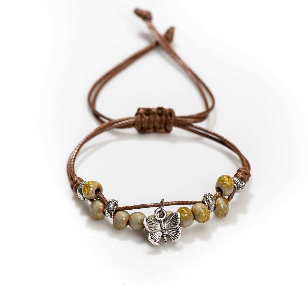 Handmade Butterfly Ceramic Cracked Ice Vintage Adjustable Bracelets Elastic Cord Bohemian Chic Jewelry Unique Gift H920 Z250807
