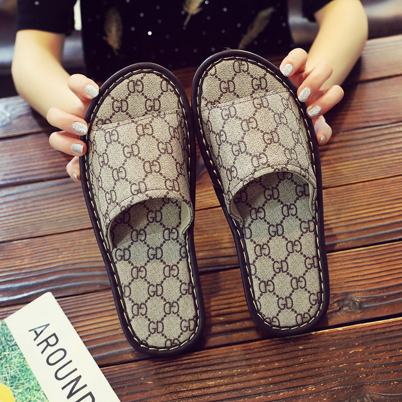Free shipping designer home style high-end couple's home leather slippers, bedroom home soft soled cool slippers, comfortable for men and women i
