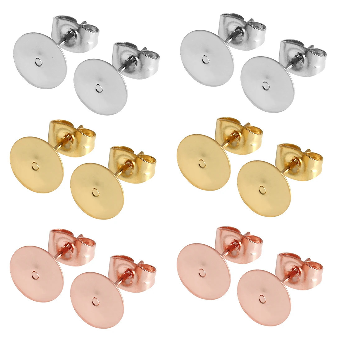 50pcslot Stainless Steel Blank Post Earring Studs Base Pin With Plug Ear Back DIY Jewelry Making Earrings Accessories 250804