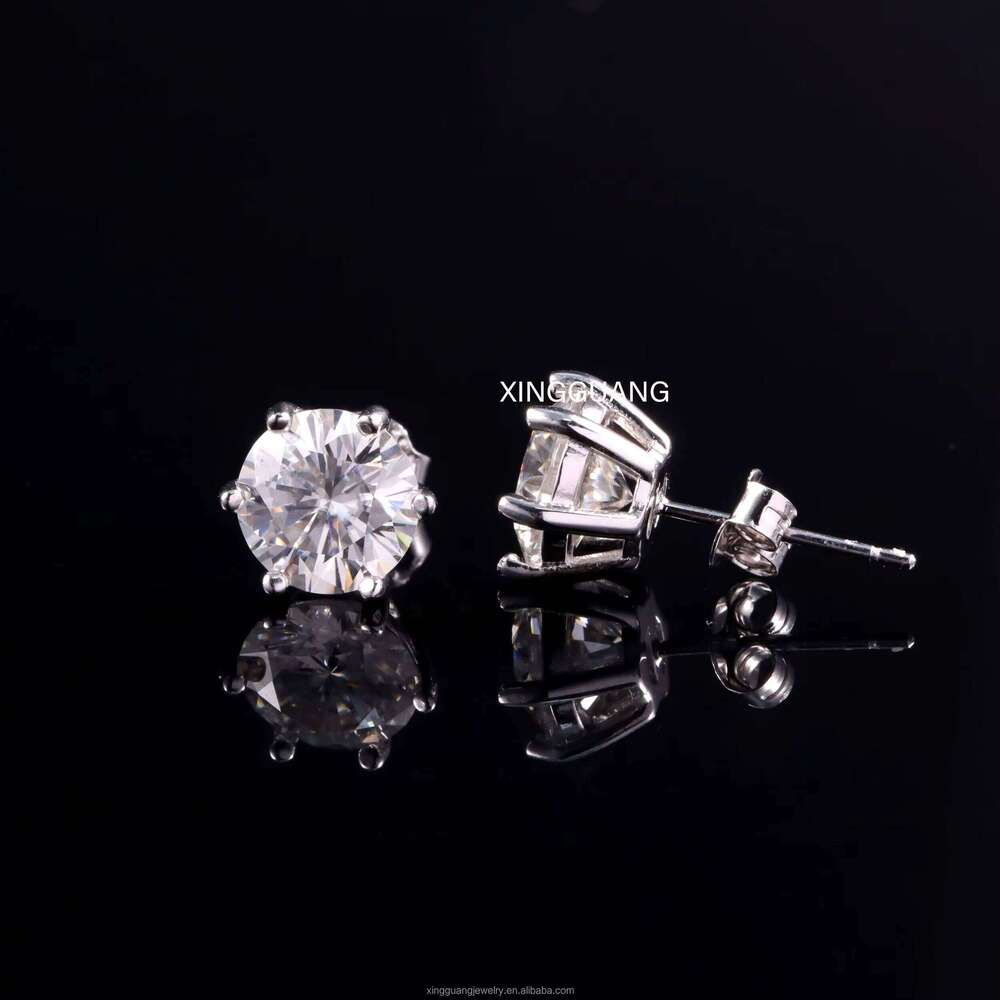 5mm-8mm Classic Mossanite Earrings Jewelry Sterling Sier VVS Moissanite Dia Ear Stud for Men Women