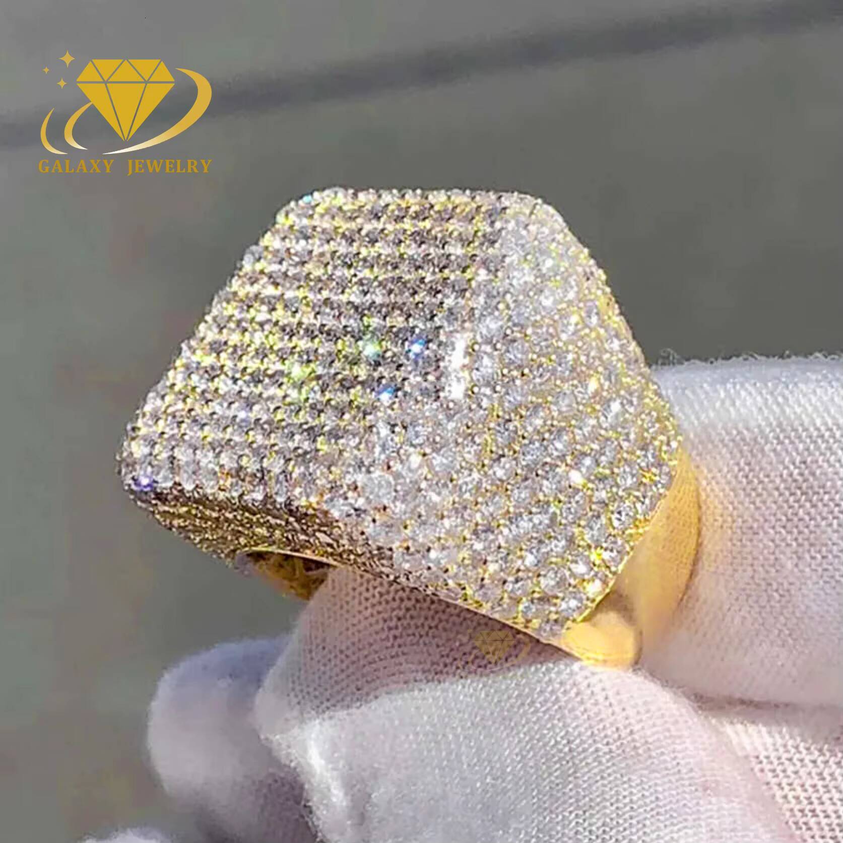 Latest Solid 10K 14K 18K Gold 925 Sterling Silver Mens Bling Rapper Hip Jewelry Iced Out Moissanite Diamond Ring