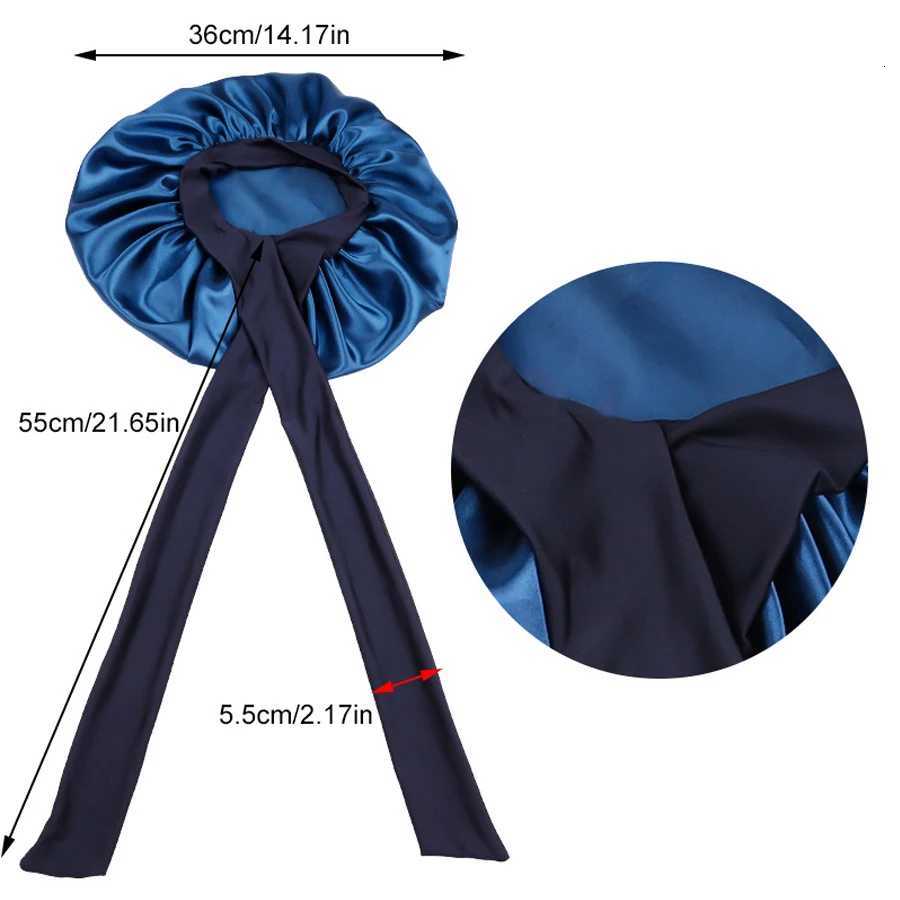Elastic Ribbon Color Ding Round Hat Solid Color Womens Long Hair Sleeping Hat Makeup Hat Knot Beauty Perm Hat Z250808