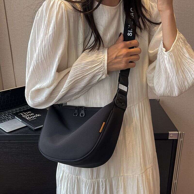 Canvas Women's New High-end Texture Niche Large Capacity Versatile Broadband Shoulder Crossbody Dumpling Bag